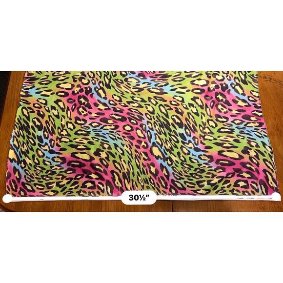 Stretchy Spandex Rainbow Leopard Fabric See Photos for Measurements Around 1yd - Picture 1 of 5